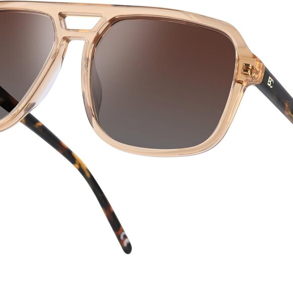 Women Polarized Acetate Sunglasses Square Aviator UV Protection Trendy Travel Be - Picture 1 of 6